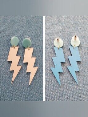 **SALE**Silver Or Gold Lightning Bolt Post Earrings